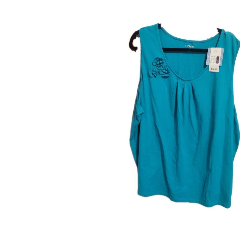 Liz and Me 4x Turquoise Blue Plus Size Tank‎ Top Sleeveless NWT
